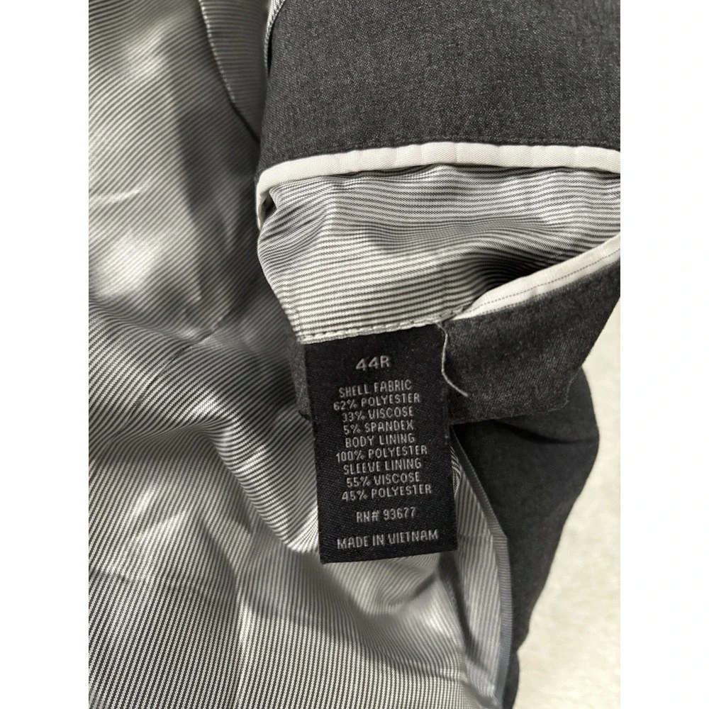 JF J. Ferrar 44R 2PC Suit Blazer Men Pants 36 x 29 Slim Gray‎ Poly Blend
